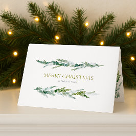 Tarjeta de Navidad de Verdor Invernal Clásico