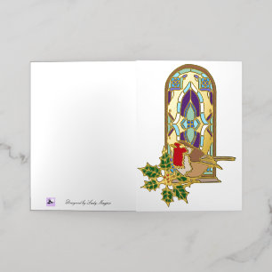 Tarjeta de Navidad de Vidrio Emplomado Robin Holly