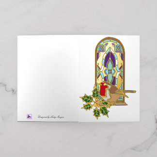 Tarjeta de Navidad de Vidrio Emplomado Robin Holly