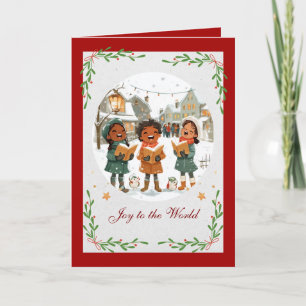 Tarjeta de Navidad de villancistas alegres