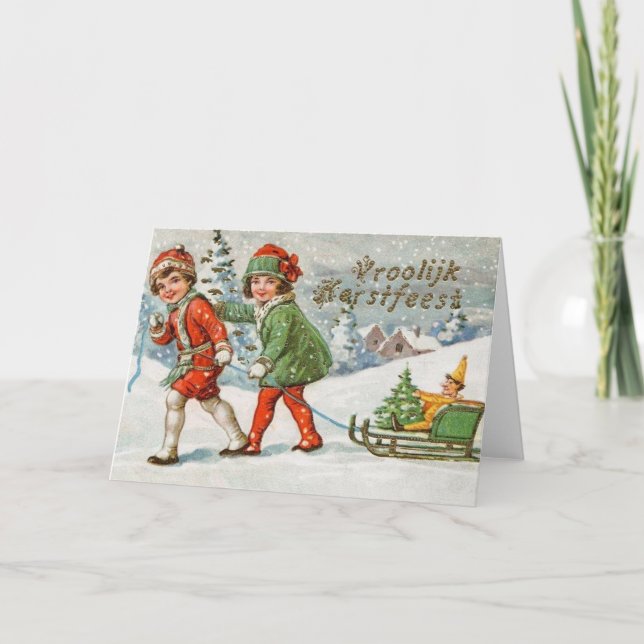 Tarjeta de Navidad de Vroolijk Kerstfeest del (Anverso)