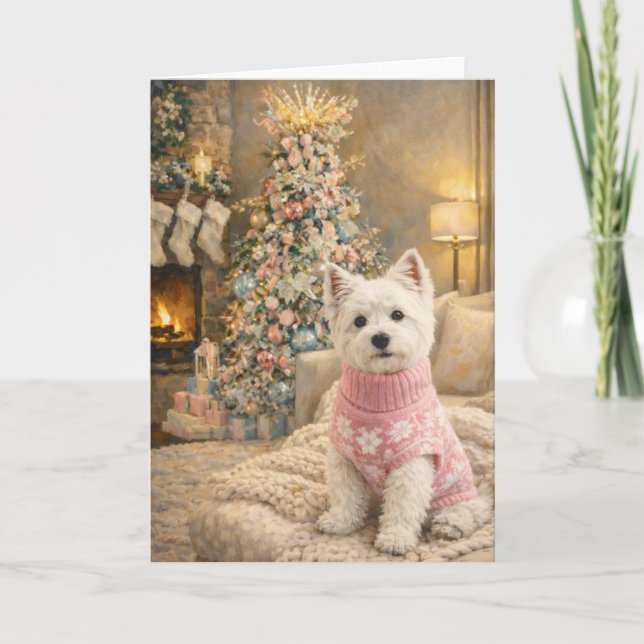 Tarjeta de Navidad de West Highland White Terrier (Anverso)