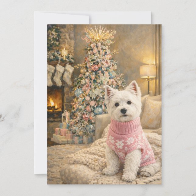 Tarjeta de Navidad de West Highland White Terrier (Anverso)