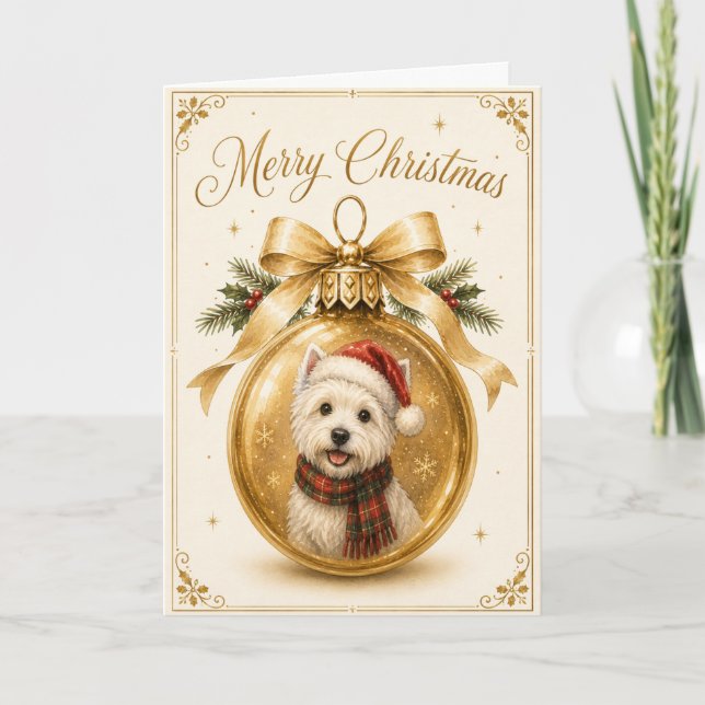 Tarjeta de Navidad de Westie (Anverso)