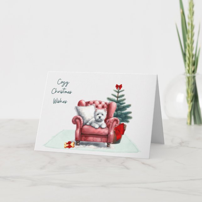 Tarjeta de Navidad de Westie Acogedor (Anverso)