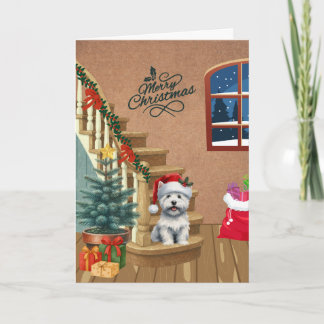 Tarjeta de Navidad de Westie de Invierno en la Esc
