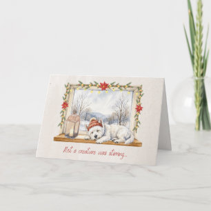 Tarjeta de Navidad de Westie de Invierno en Ventan