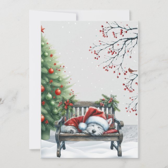 Tarjeta de Navidad de Westie Durmiendo (Anverso)