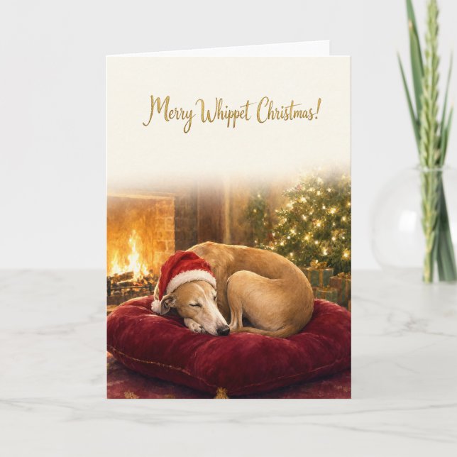 Tarjeta de Navidad de Whippet (Anverso)