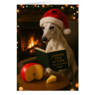 Tarjeta de Navidad de Whippet 'Impuesto al Queso'