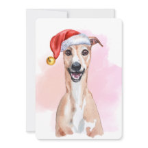 Tarjeta de Navidad de Whippet – Whippet con Gorro 