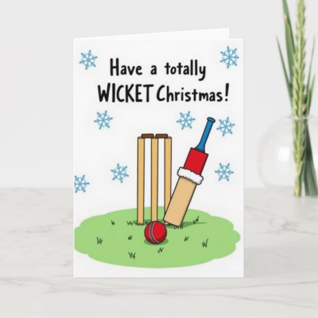 Tarjeta de Navidad de Wicket de Críquet (Anverso)