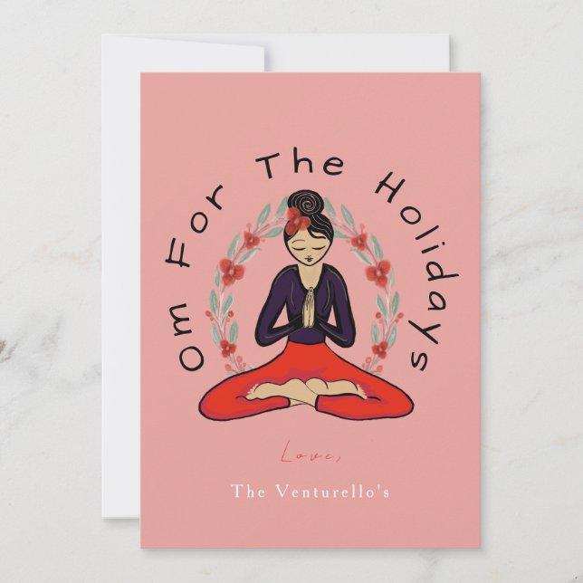 Tarjeta de Navidad de Yoga Familiar 'Om For The Ho (Anverso)
