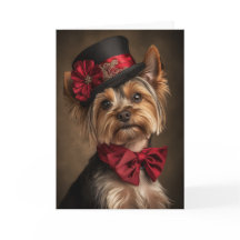 Tarjeta de Navidad de Yorkie Elegante Perro Victor