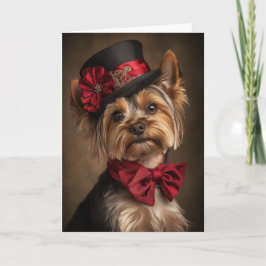 Tarjeta de Navidad de Yorkie Elegante Perro Victor