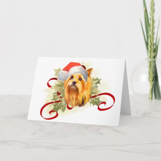 Tarjeta de Navidad de Yorkshire Terrier (Anverso)