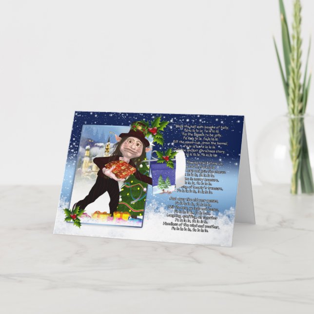 Tarjeta de Navidad de Yule - cubierta los pasillos (Anverso)