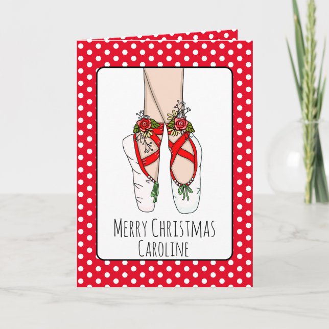 Tarjeta de Navidad de zapatillas de ballet persona (Anverso)