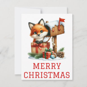 Tarjeta de Navidad de Zorro Bebé Lindo