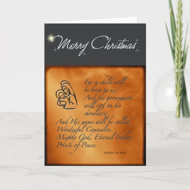 Tarjeta de Navidad del 9:6 de Isaías (Anverso)