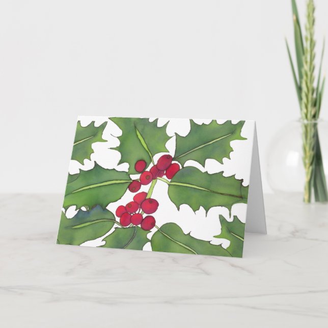 Tarjeta de Navidad del acebo 1 (Anverso)
