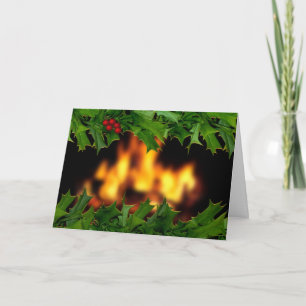 Tarjeta de Navidad del acebo y del hogar