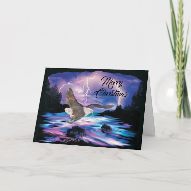 Tarjeta de Navidad del águila calva (Anverso)