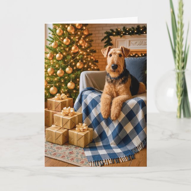 Tarjeta de Navidad del Airedale Terrier (Anverso)