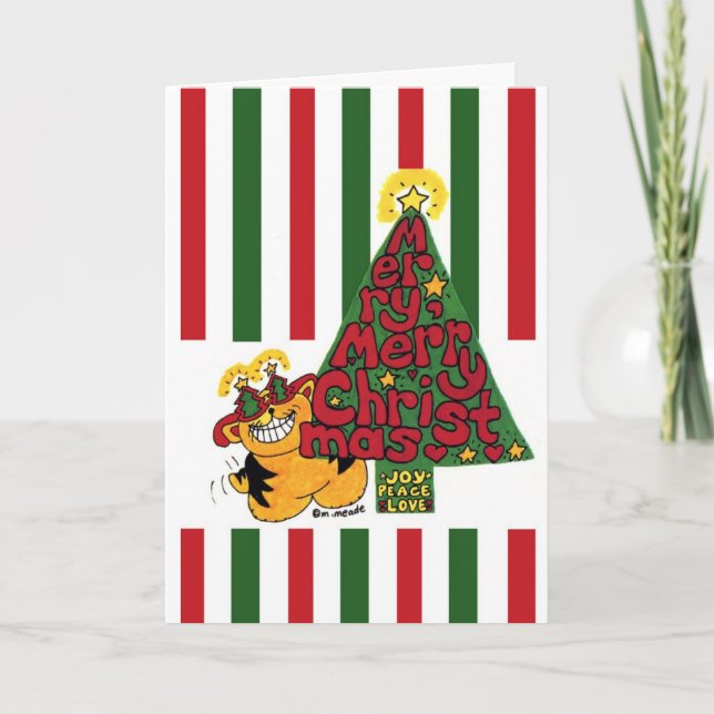 Tarjeta de Navidad del amante del gato (Anverso)