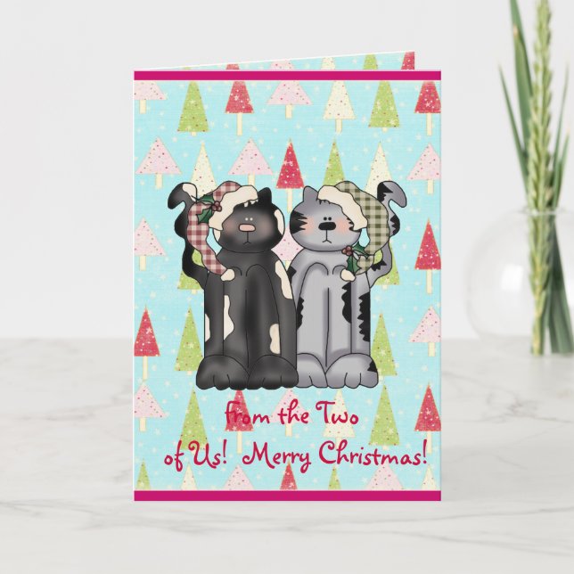 Tarjeta de Navidad del amor del gato (Anverso)