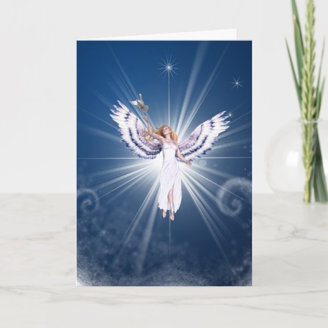 Tarjeta de Navidad del ángel de Gloria (Anverso)