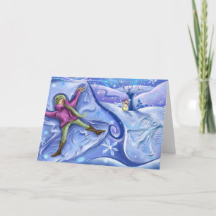 Tarjeta de Navidad del ángel de la nieve