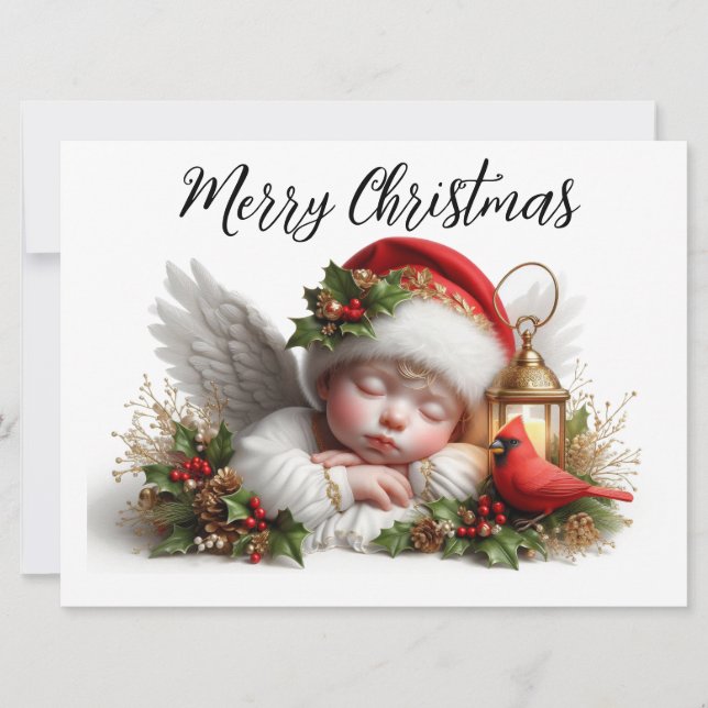 Tarjeta de Navidad del Ángel de Navidad con Carden (Anverso)