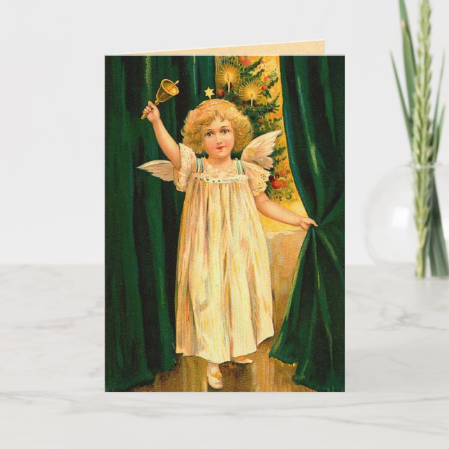 Tarjeta de Navidad del ángel del Victorian (Anverso)