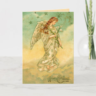 Tarjeta de Navidad del ángel del Victorian