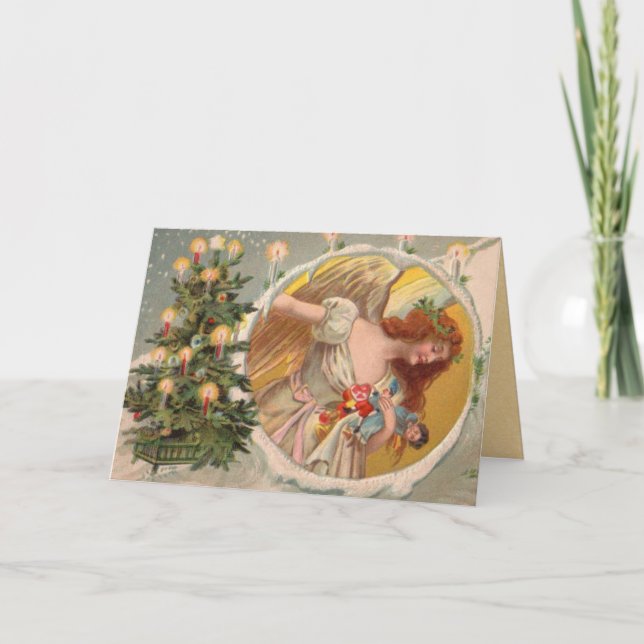 Tarjeta de Navidad del ángel del Victorian (Anverso)