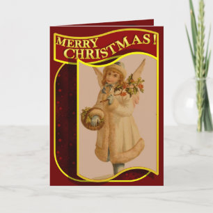 Tarjeta de Navidad del ángel del vintage de las