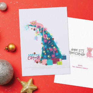 Tarjeta de Navidad del Árbol de Catmas