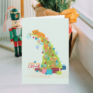 Tarjeta de Navidad del Árbol de Catmas