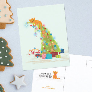 Tarjeta de Navidad del Árbol de Catmas