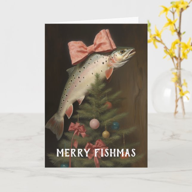 Tarjeta de Navidad del Árbol de Fishmas (flor amarilla)