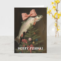 Tarjeta de Navidad del Árbol de Fishmas
