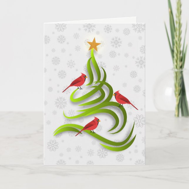 Tarjeta de Navidad del árbol de Navidad con copo d (Anverso)