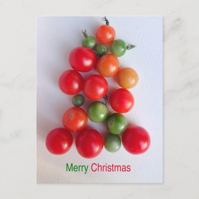 Tarjeta de Navidad del árbol de Navidad de tomate  (Anverso)