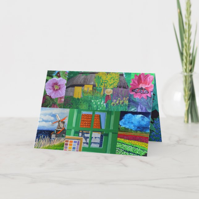 Tarjeta de Navidad del arte de la flor del viaje (Anverso)