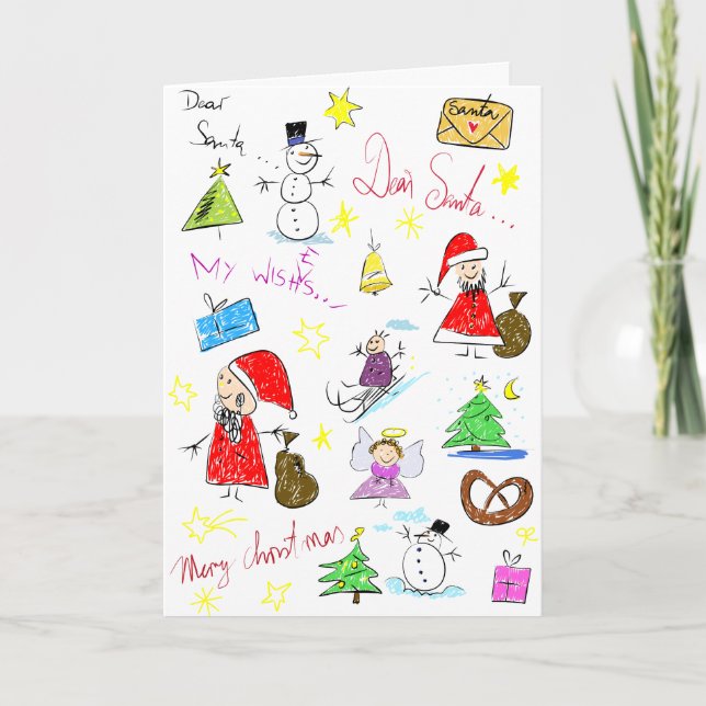 Tarjeta de Navidad del arte de los niños para los (Anverso)