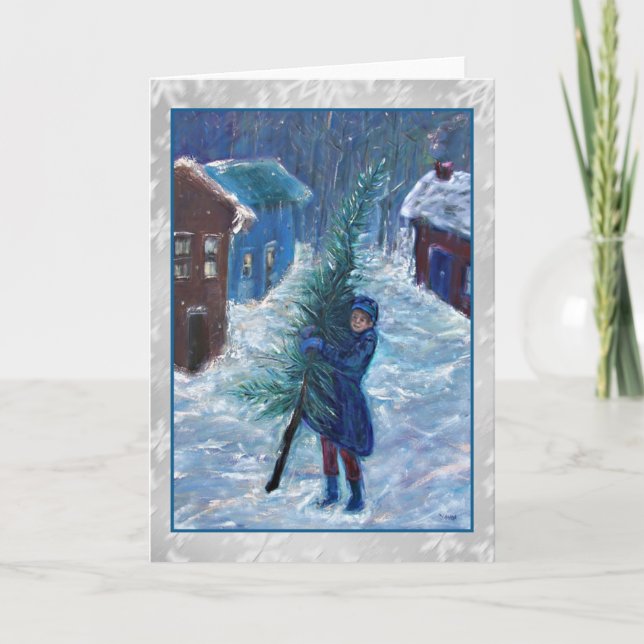 Tarjeta de Navidad del arte del cuento de Dicken (Anverso)