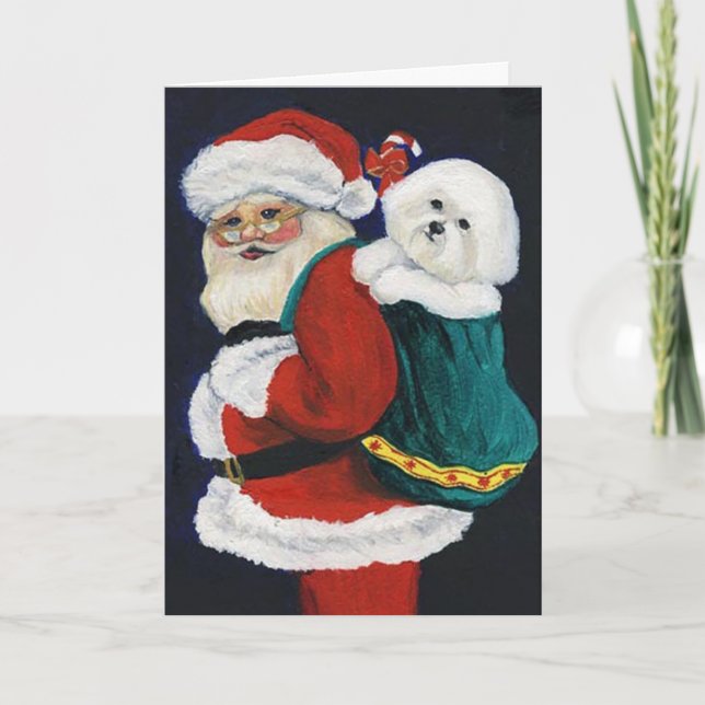 Tarjeta de Navidad del arte del perro de "Bichon (Anverso)