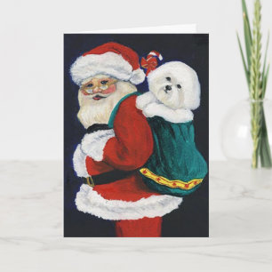 Tarjeta de Navidad del arte del perro de "Bichon