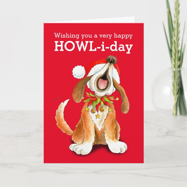 Tarjeta de Navidad del arte del perro del canto (Anverso)